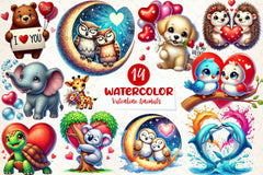 Valentine Design Valentine Animals Clipart Bundle - CraftNest - Digital Crafting and Art