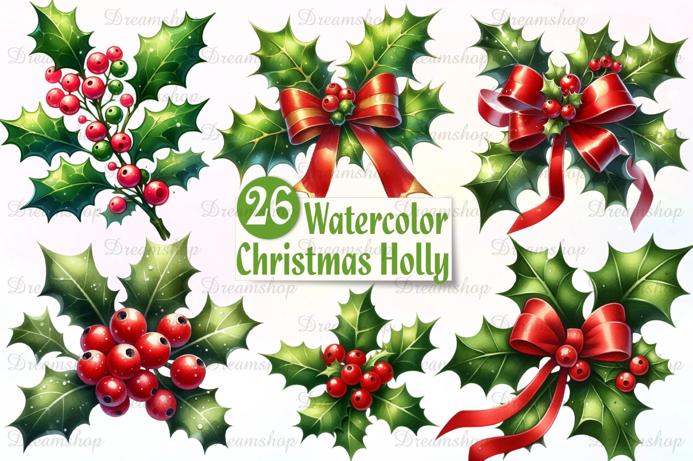 Christmas Holly Clipart Bundle - CraftNest - Digital Crafting and Art