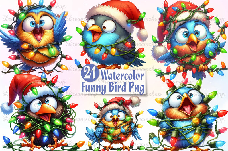 Funny Christmas Bird Clipart Bundle - CraftNest - Digital Crafting and Art