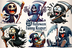 Halloween Funny Reaper Clipart Bundle - CraftNest - Digital Crafting and Art