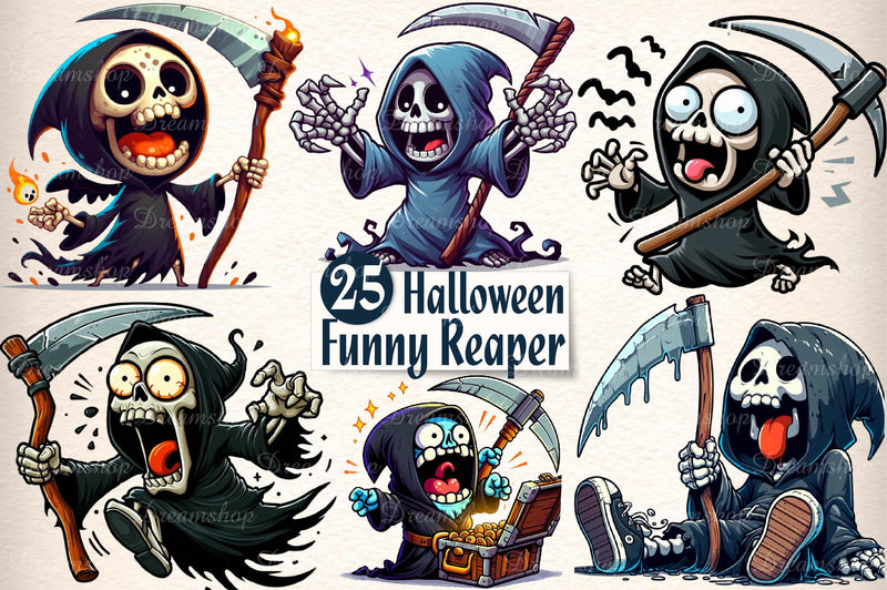 Halloween Funny Reaper Clipart Bundle - CraftNest - Digital Crafting and Art