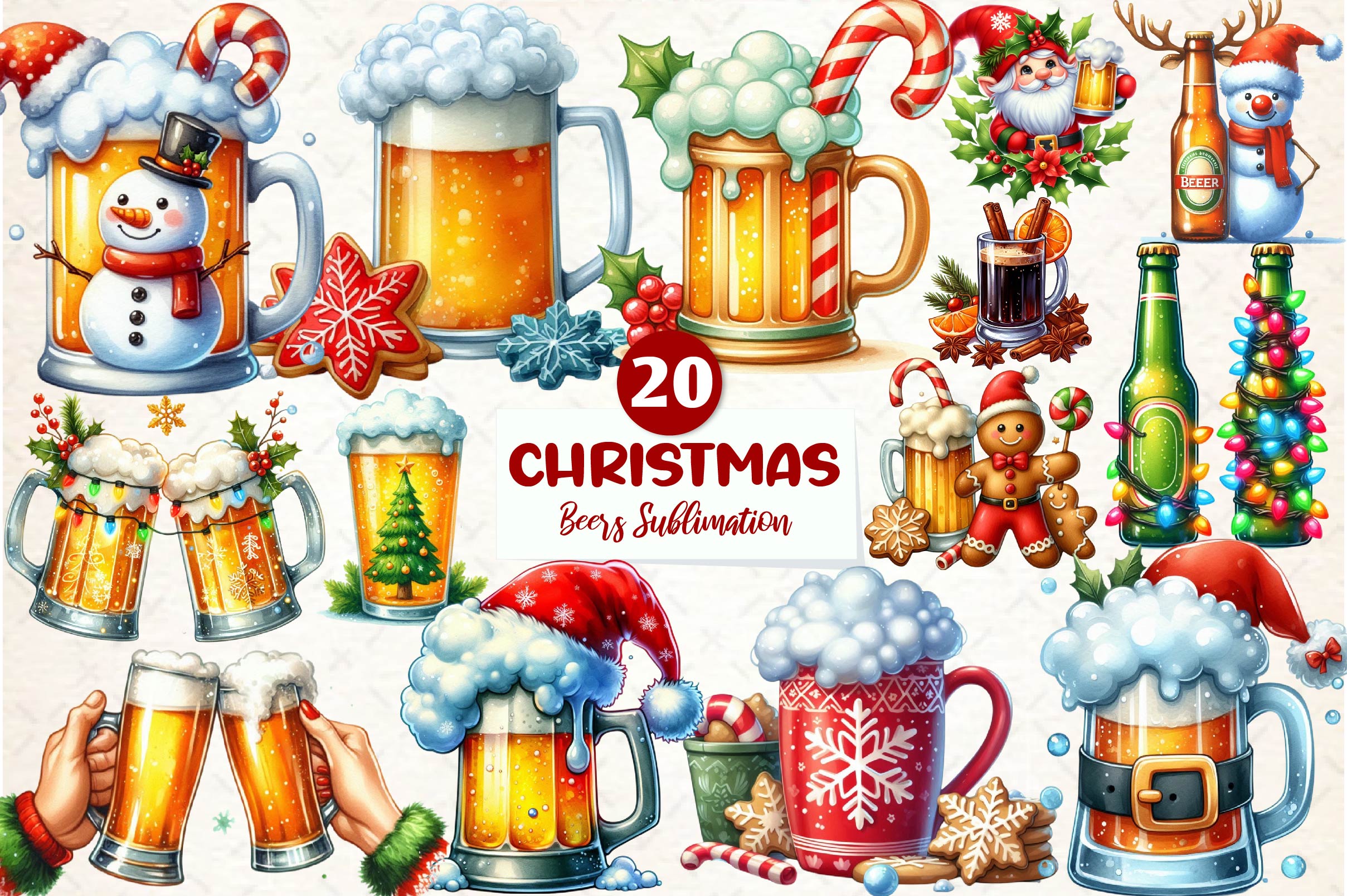 Christmas Beers Clipart Bundle - CraftNest - Digital Crafting and Art