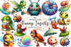 Cute Funny Cartoon Insects Clipart Bundle