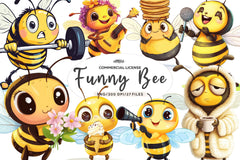Quirky Funny Bee Clipart Bundle - CraftNest - Digital Crafting and Art