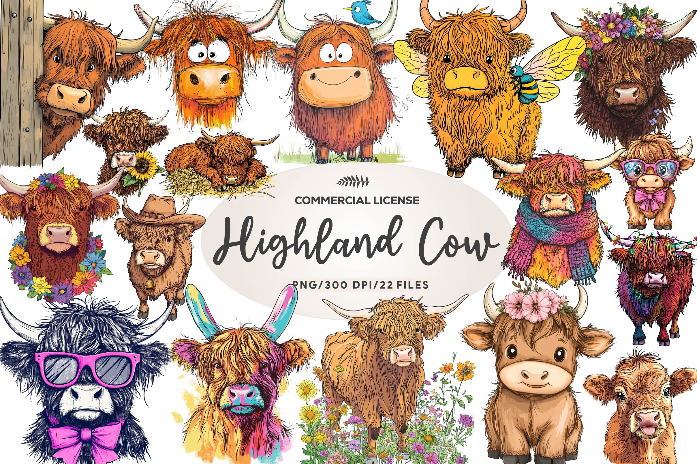 Cute Highland Cow Clipart Bundle - CraftNest - Digital Crafting and Art