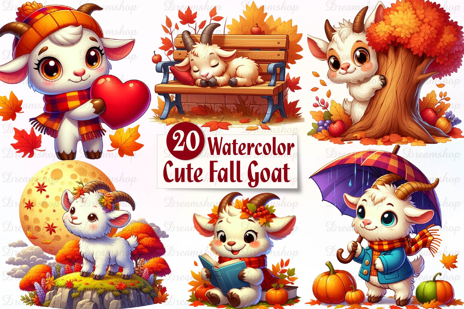 Fall Goat Clipart Bundle - CraftNest - Digital Crafting and Art