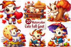 Fall Goat Clipart Bundle - CraftNest - Digital Crafting and Art