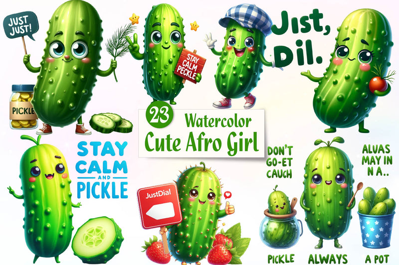 Cute Pickle Character Quotes Clipart Bundle - CraftNest - Digital Crafting and Art