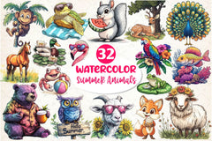 Summer Animals Clipart Bundle 4 - CraftNest - Digital Crafting and Art