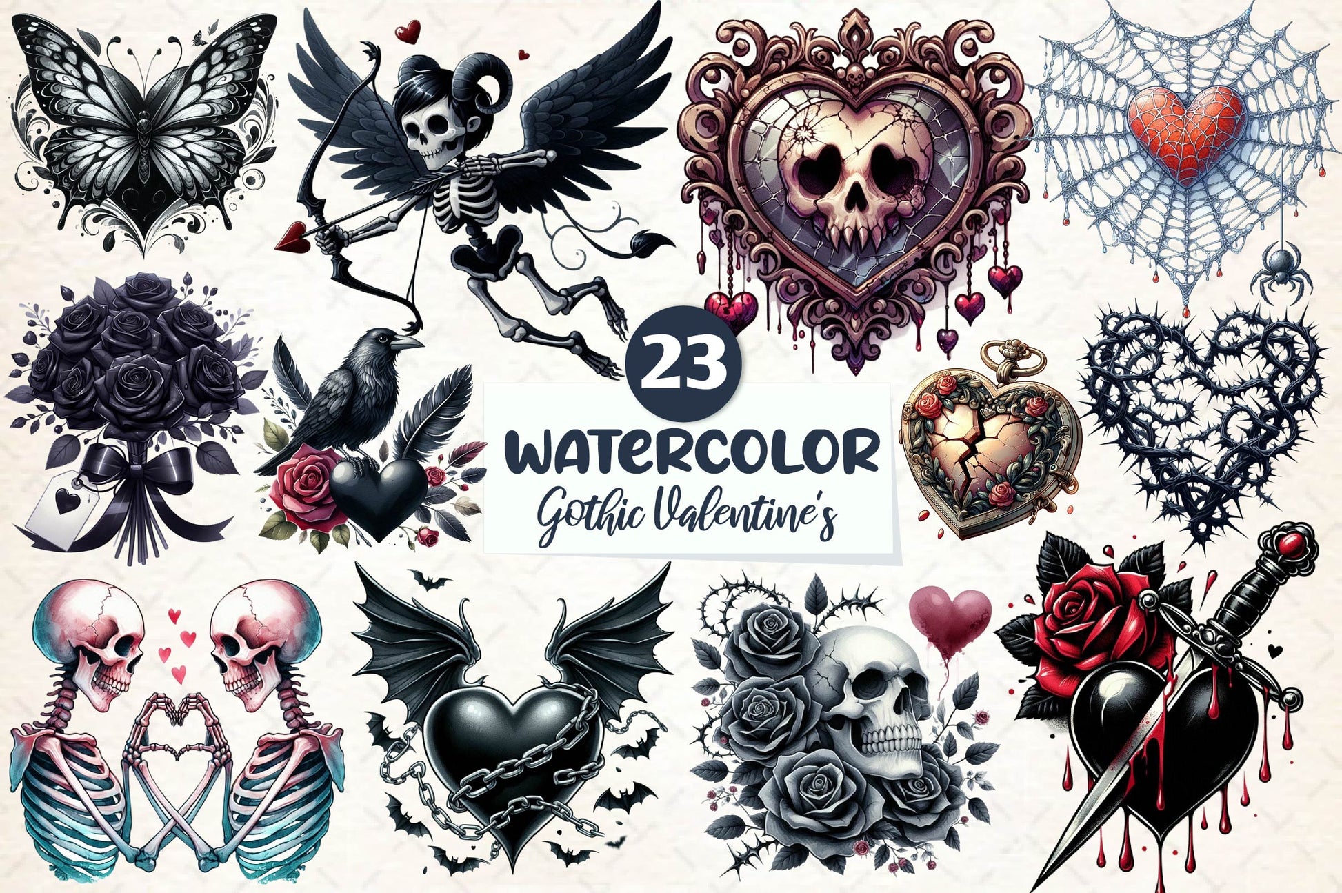 Gothic Valentine's Day Clipart Bundle 2 - CraftNest - Digital Crafting and Art