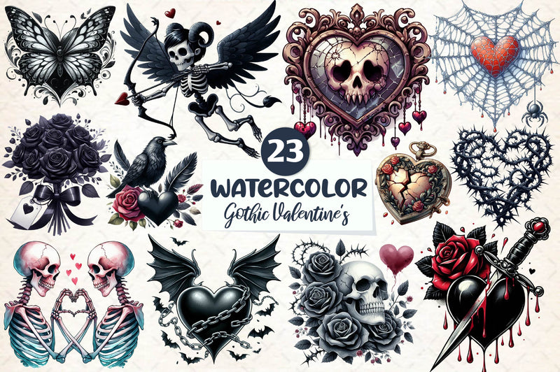 Gothic Valentine's Day Clipart Bundle 2 - CraftNest - Digital Crafting and Art
