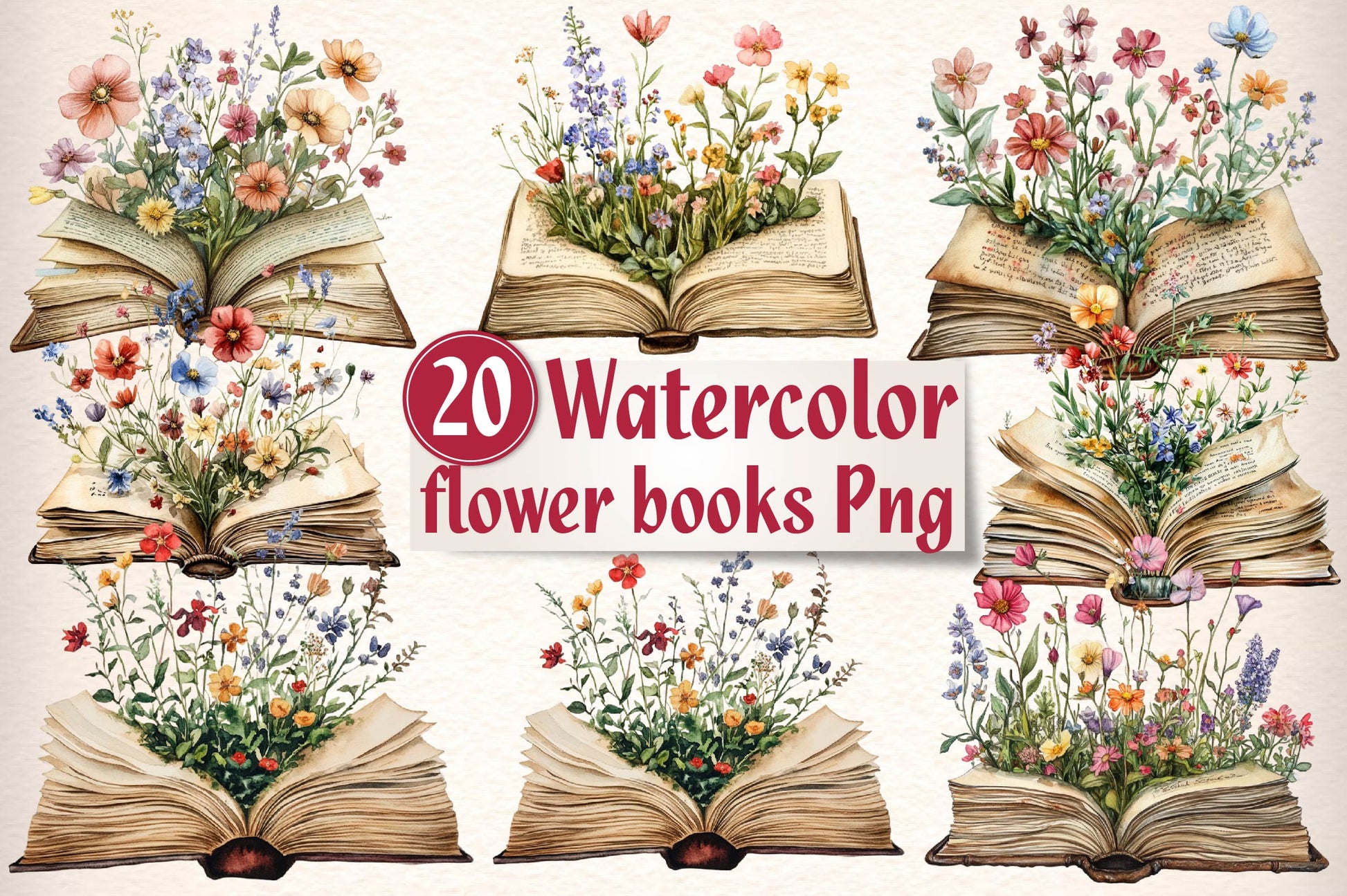Flower Books Clipart Bundle - CraftNest - Digital Crafting and Art