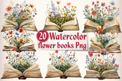 Flower Books Clipart Bundle - CraftNest - Digital Crafting and Art