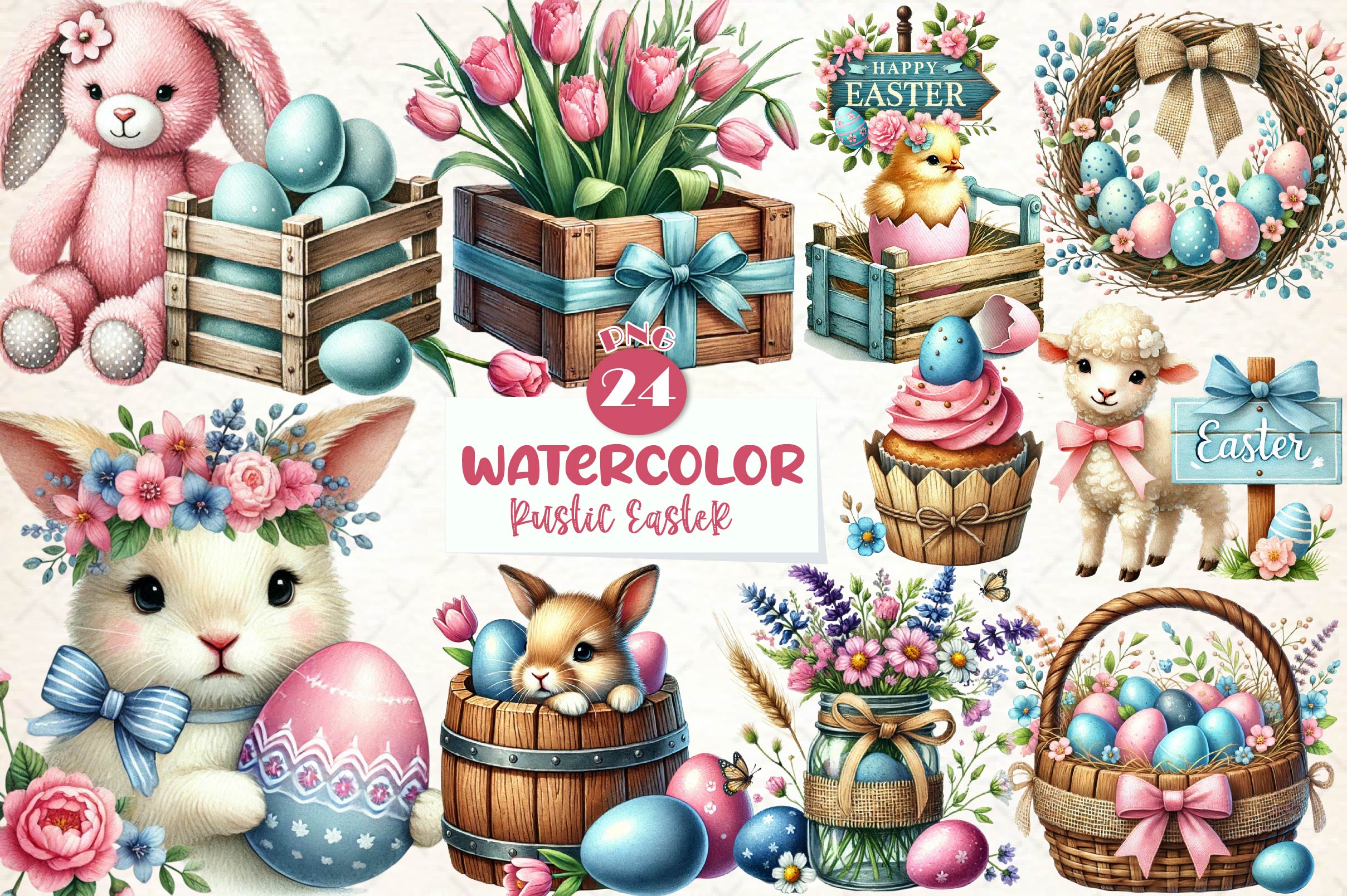 Rustic Easter Day Clipart Bundle - CraftNest - Digital Crafting and Art