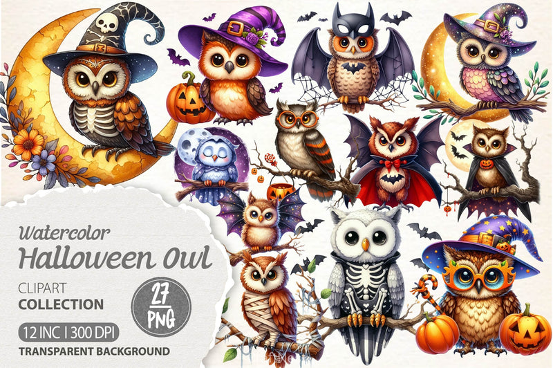 Halloween Owl Clipart Bundle 6 - CraftNest - Digital Crafting and Art