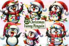 Funny Christmas Penguin Clipart Bundle - CraftNest - Digital Crafting and Art