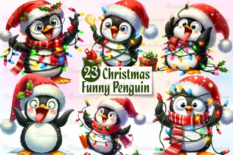 Funny Christmas Penguin Clipart Bundle - CraftNest - Digital Crafting and Art