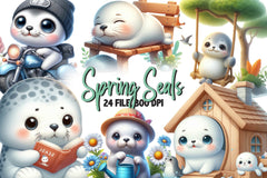 Cute Spring Seals Clipart Bundle - CraftNest - Digital Crafting and Art