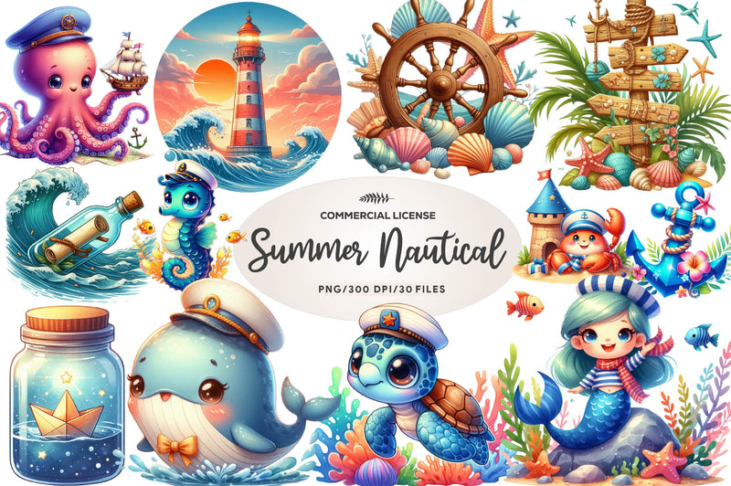 Summer Nautical Collection Clipart Bundle - CraftNest - Digital Crafting and Art