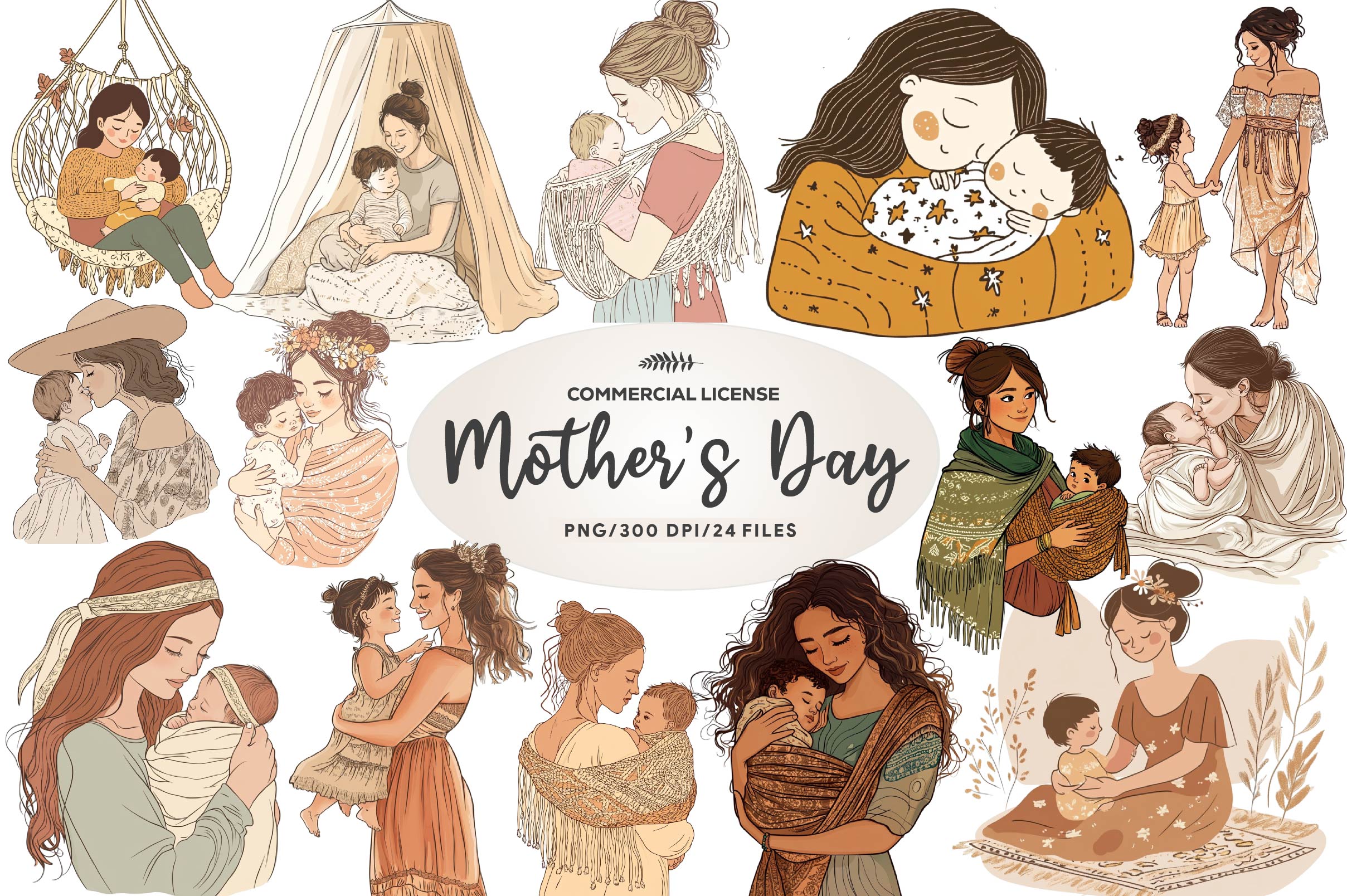 Boho Mothers Love Clipart Bundle - CraftNest - Digital Crafting and Art