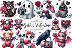 Cute Gothic Valentine Clipart Bundle - CraftNest - Digital Crafting and Art