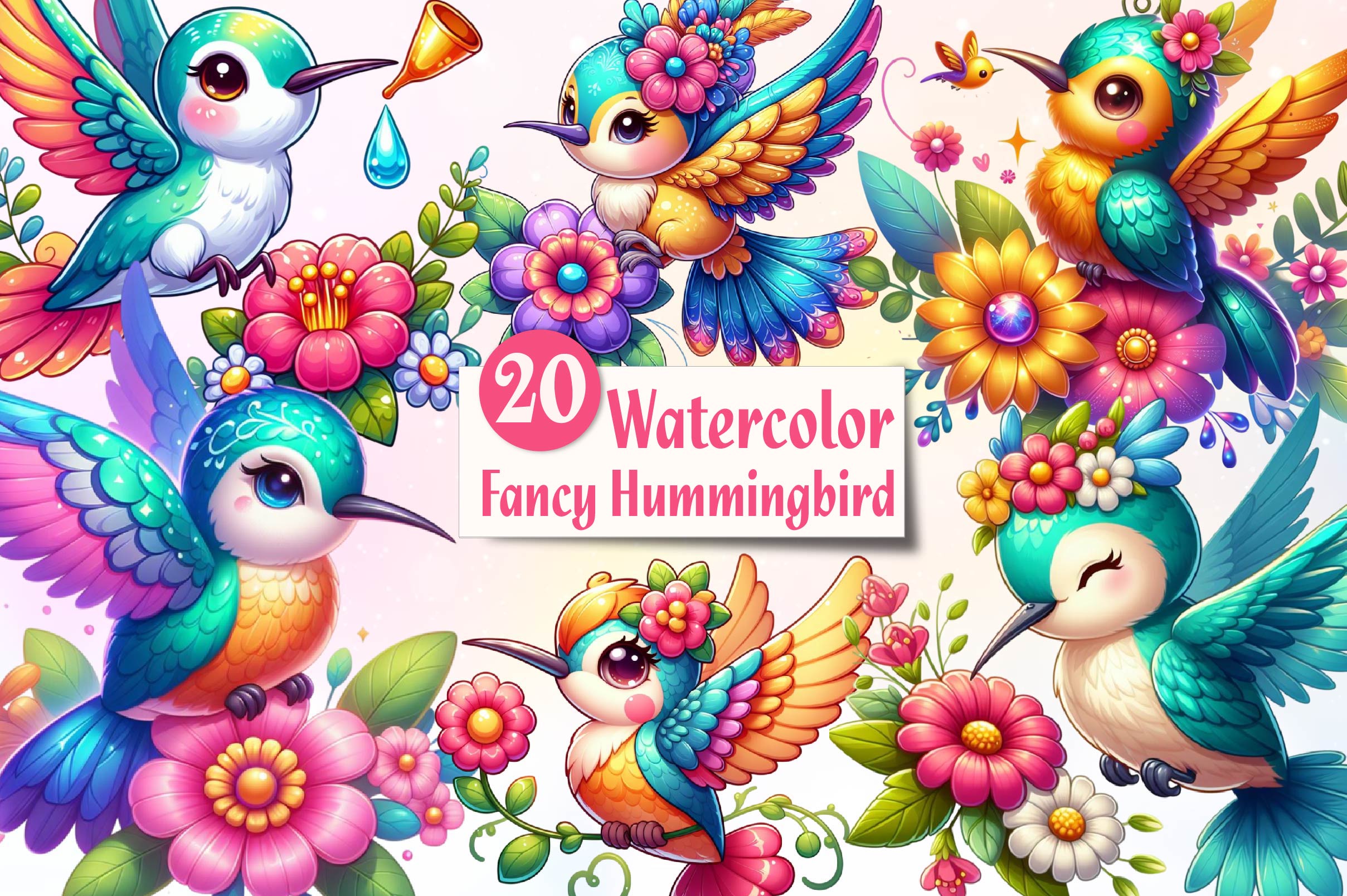 Fancy Hummingbird Clipart Bundle - CraftNest - Digital Crafting and Art