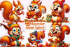 Autumn Funny Squirrel Clipart Bundle