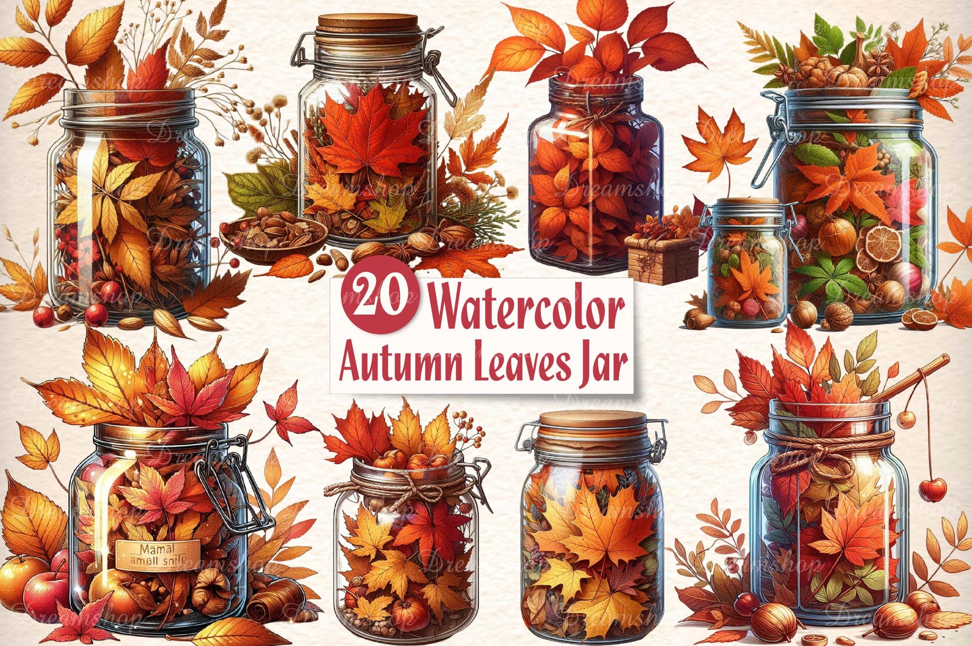 Autumn Leaves In A Jar Clipart Bundle - CraftNest - Digital Crafting and Art