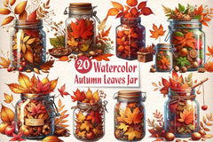 Autumn Leaves In A Jar Clipart Bundle - CraftNest - Digital Crafting and Art