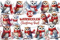 Christmas Owl Clipart Bundle 4 - CraftNest - Digital Crafting and Art