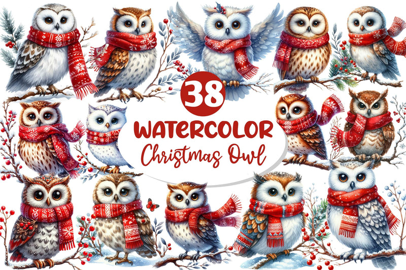 Christmas Owl Clipart Bundle 4 - CraftNest - Digital Crafting and Art