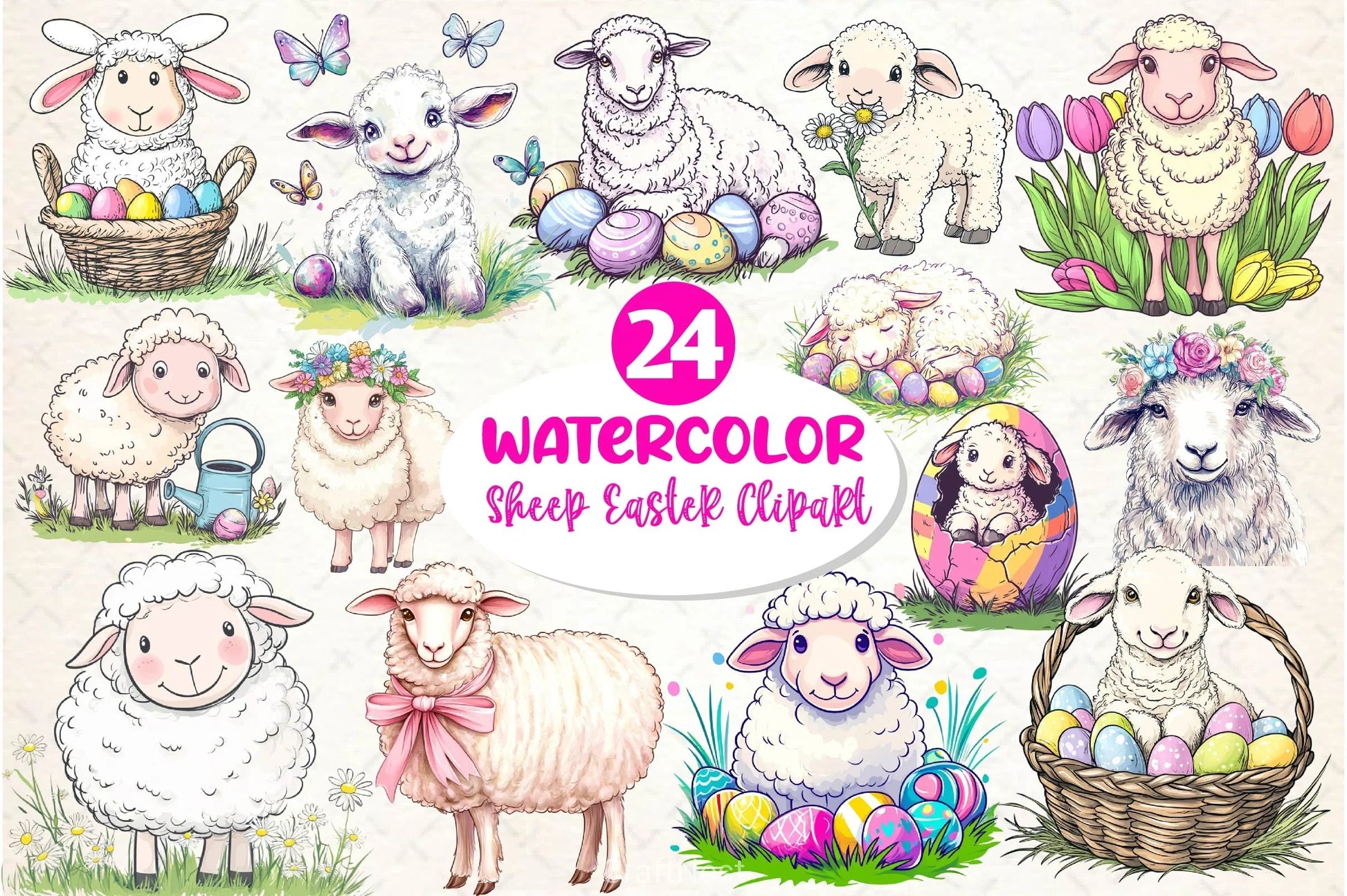 Sheep Easter Clipart Bundle - CraftNest - Digital Crafting and Art