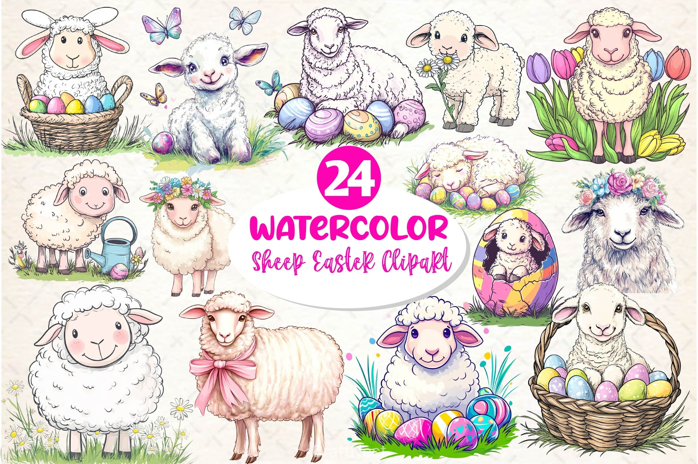 Sheep Easter Clipart Bundle - CraftNest - Digital Crafting and Art
