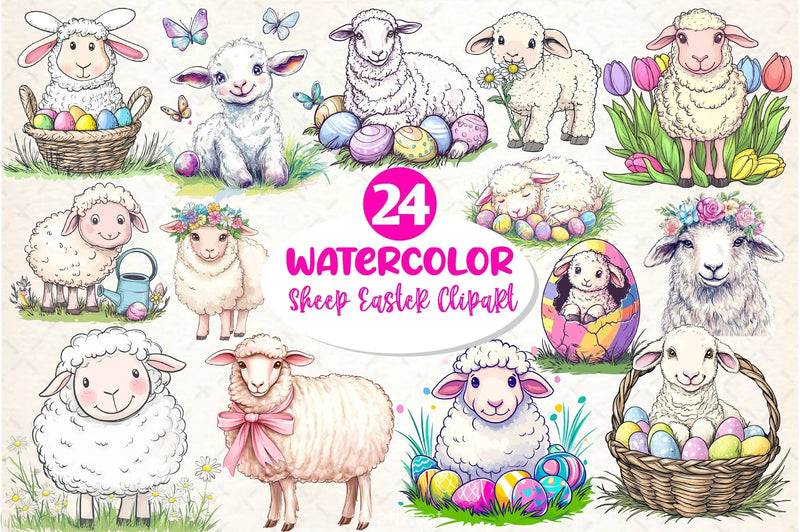 Sheep Easter Clipart Bundle - CraftNest - Digital Crafting and Art