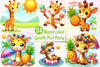 Funny Giraffe In Pool Party Clipart Bundle
