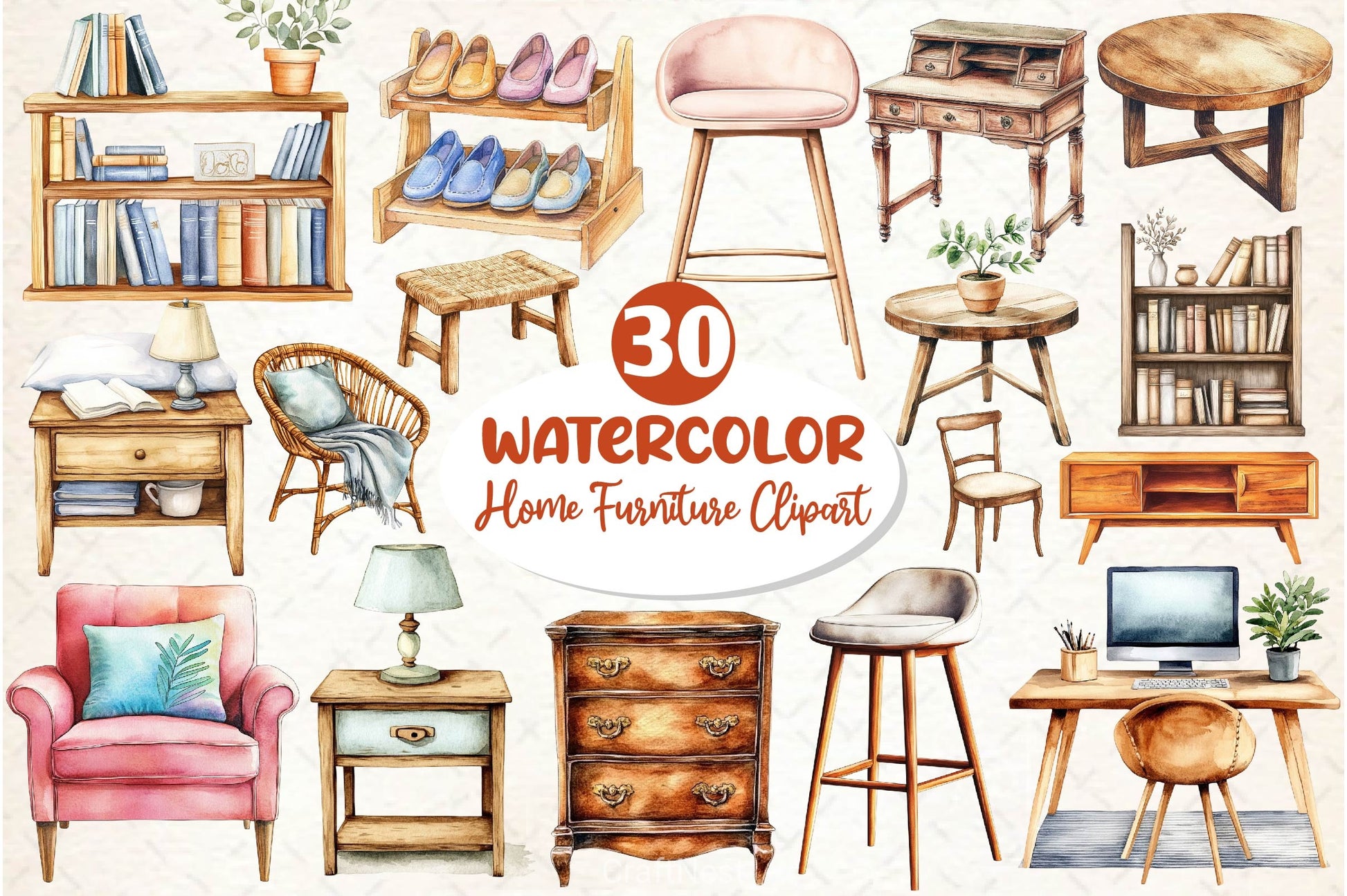 Home Furniture Clipart Bundle 2 - CraftNest - Digital Crafting and Art