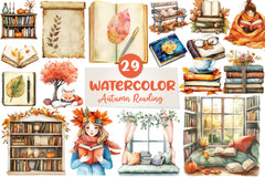 Autumn Reading Clipart Bundle - CraftNest - Digital Crafting and Art