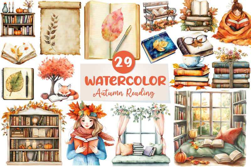 Autumn Reading Clipart Bundle - CraftNest - Digital Crafting and Art