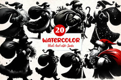 Black And White Santa Clipart Bundle - CraftNest - Digital Crafting and Art
