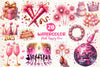 Glitter Pink Happy New Year 2025 Clipart Bundle