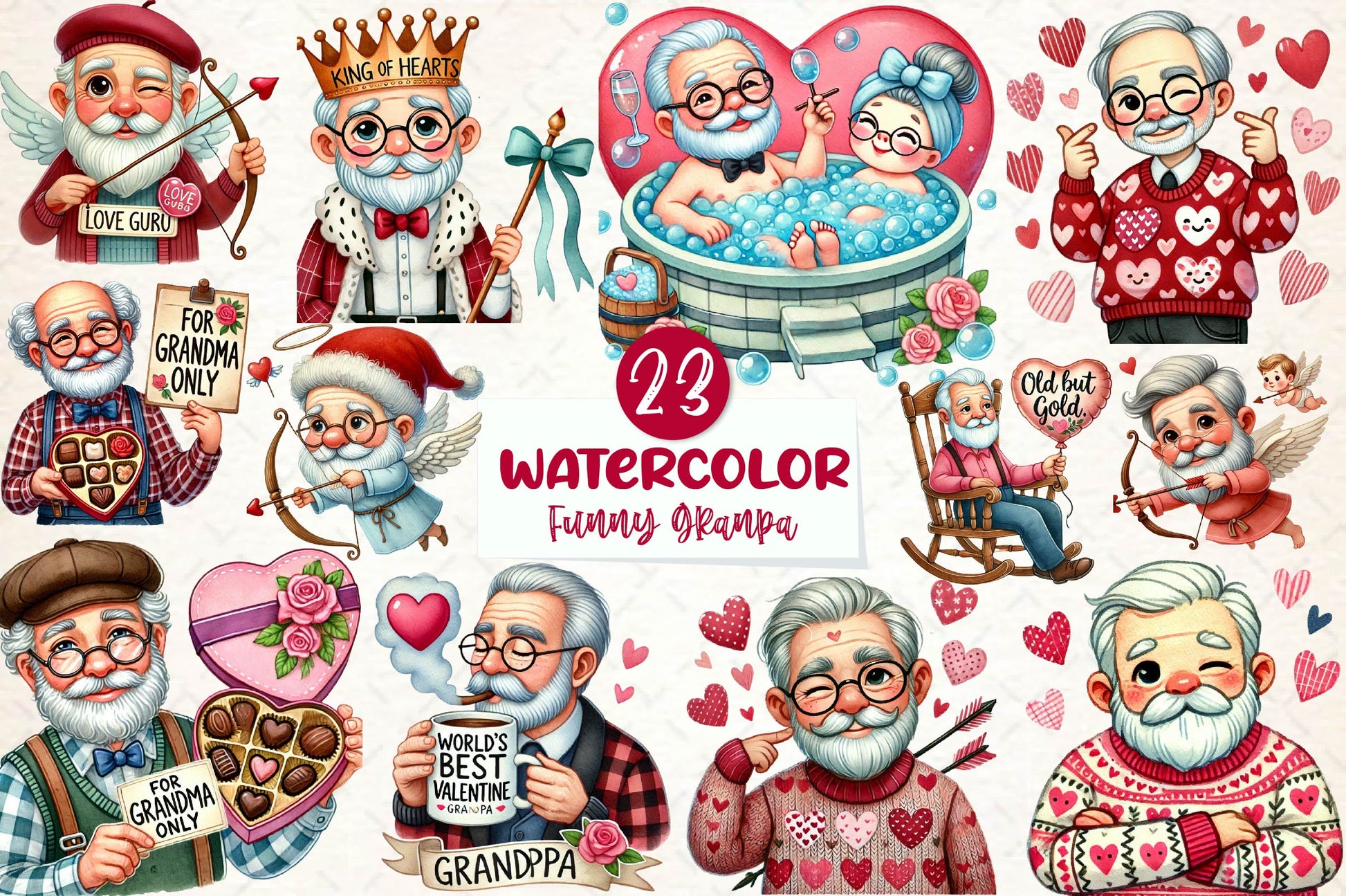 Funny Valentines Grandpa Clipart Bundle - CraftNest - Digital Crafting and Art