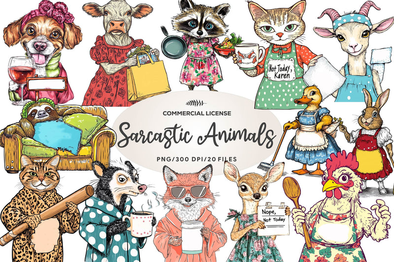 Sarcastic Animals Clipart Bundle - CraftNest - Digital Crafting and Art