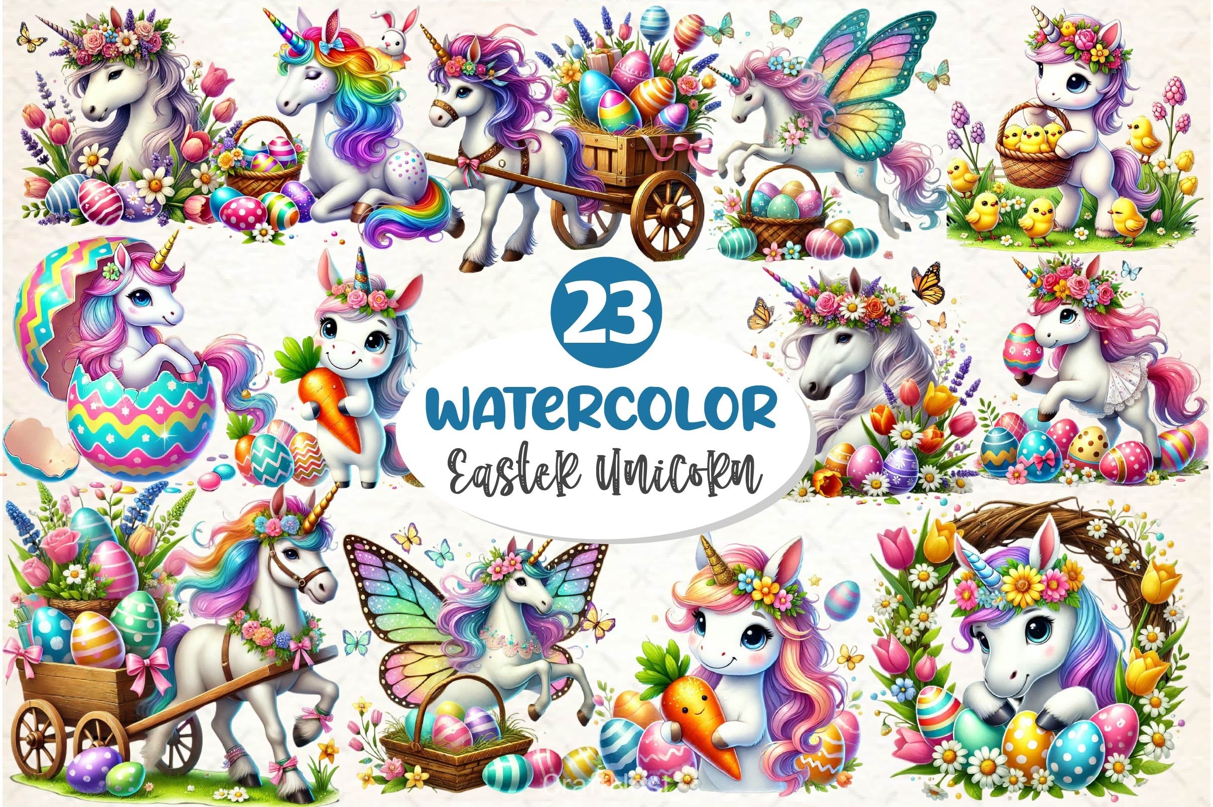 Easter Unicorn Clipart Bundle 3 - CraftNest - Digital Crafting and Art