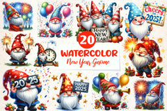 Happy New Year Gnome Clipart Bundle - CraftNest - Digital Crafting and Art
