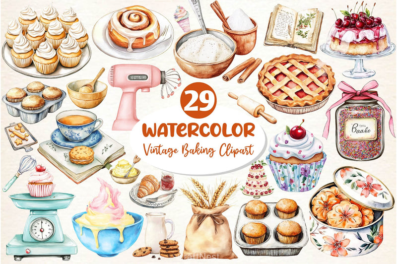 Vintage Baking Clipart Bundle 4 - CraftNest - Digital Crafting and Art