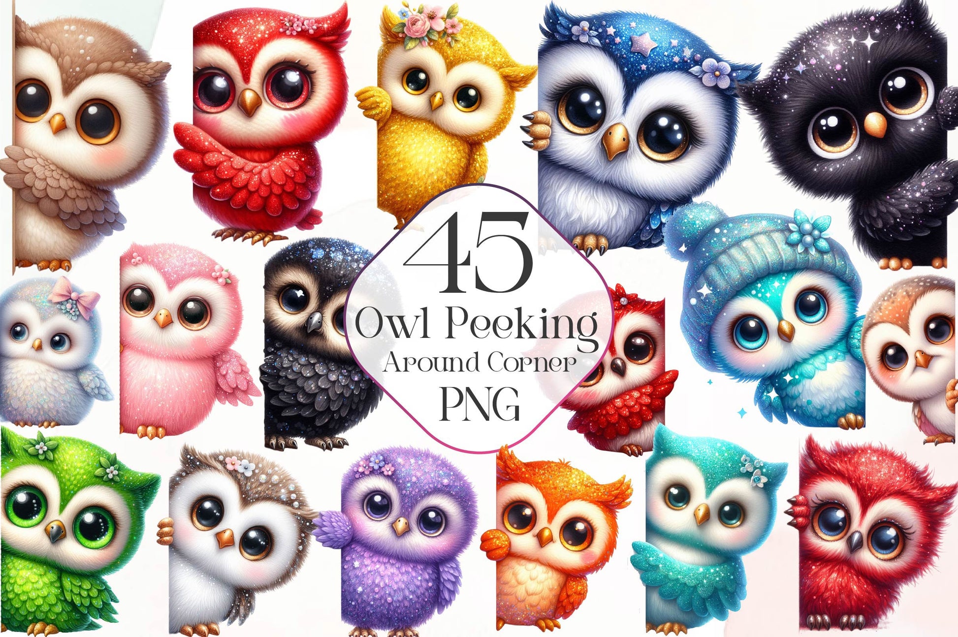 Owl Peeking Around Corner Clipart Bundle - CraftNest - Digital Crafting and Art