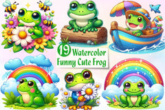 Funny And Cute Frog Clipart Bundle - CraftNest - Digital Crafting and Art