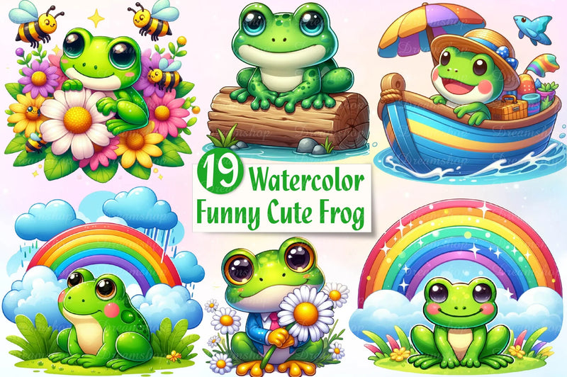 Funny And Cute Frog Clipart Bundle - CraftNest - Digital Crafting and Art