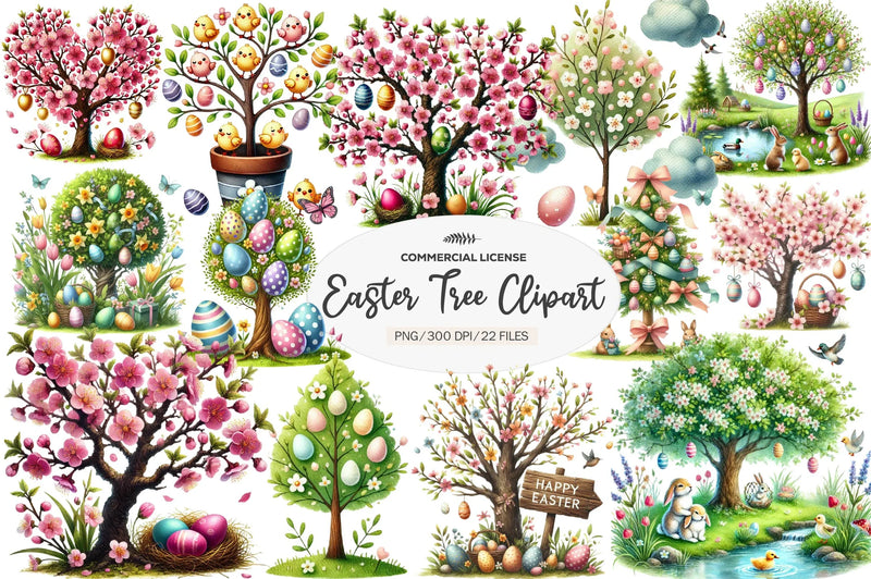 Easter Tree Clipart Bundle - CraftNest - Digital Crafting and Art