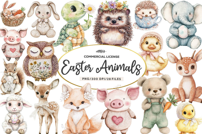 Vintage Knitted Plush Easter Baby Animals Clipart Bundle - CraftNest - Digital Crafting and Art